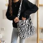 Fluffy Zebra Print Crossbody Bag White & Black - One Size
