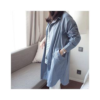 High-neck Zip-up Long Jacket