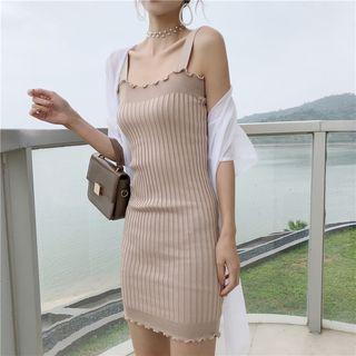 Sleeveless Knitted Dress / Open-front Long Jacket