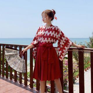 Print Wrap Top / Pleated Skirt