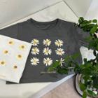 Letter Flower-printed Cropped T-shirt