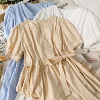 Tie-waist V-neck Midi Dress In 5 Colors