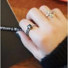 Black Agate Open Ring Black - One Size