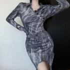 Cut-out Bodycon Long-sleeve Dress