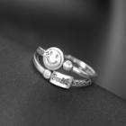 Smiley Layered Layered Sterling Silver Ring Silver - One Size