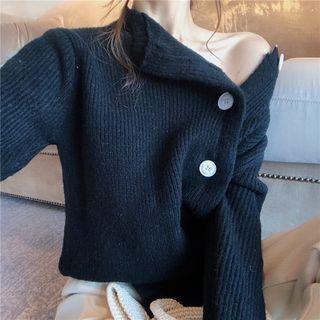 Asymmetrical Cardigan / Knit Wide Leg Pants