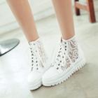High-top Lace Panel Sneakers