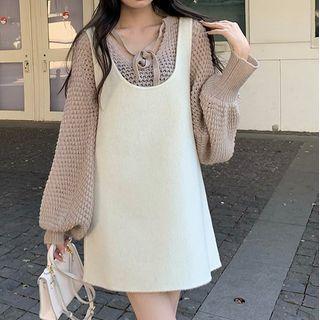 Plain Sweater / Overall A-line Dress