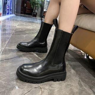 Block Heel Platform Mid-calf Boots