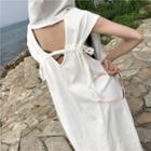 Open-back Loose-fit Sleeveless Hooded Dress