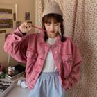 Cropped Button-up Jacket Pink - One Size