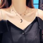 Stainless Steel Layered Star Moon Necklace