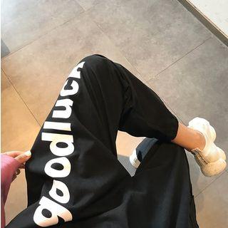 Lettering Loose-fit Pants