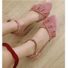 Ruffle Detail Ankle Strap Dorsay Flats