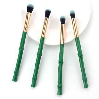 Set Of 4 : Bamboo Handle Eyeshadow Makeup Brush Set Of 4 - Green & Gold - One Size