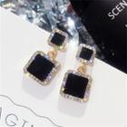 Rhinestone Square Dangle Earring 1 Pair - As Shown In Figure - One Size