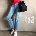 Slit-knee Boot-cut Summer Jeans