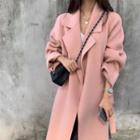 Notch Lapel Slit Maxi Coat