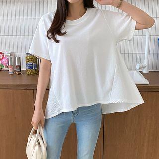 Dip-back Crinkled-panel T-shirt