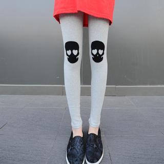 Skull Appliqu  Leggings