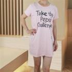 Lettering T-shirt Dress Pink - One Size