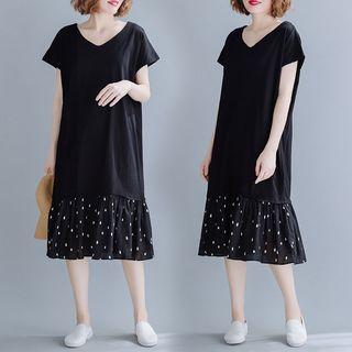 Panel Dot Medium Maxi Dress Black - L