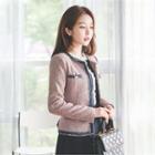 Round-neck Contrast-trim Jacket