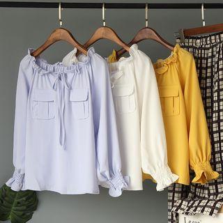 Dual Pocket Off-shoulder Blouse