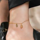 Gourd Pendant Alloy Anklet Gold - One Size