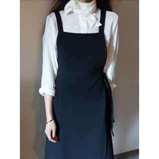 Tie-collar Hidden-button Blouse