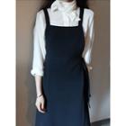 Tie-collar Hidden-button Blouse