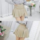 Wrap-front Faux Leather Mini Skirt