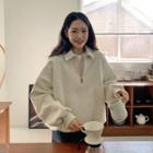 Zip Front Polo Neck Sweatshirt Gray - One Size