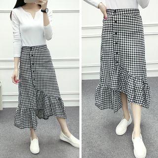 Frill Hem Gingham Skirt
