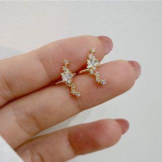 Star Rhinestone Alloy Earring 1 Pc - Clip On Earring - Gold - One Size