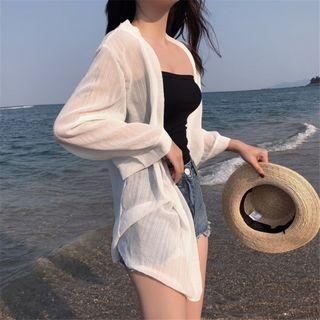 3/4-sleeve Light Jacket White - One Size