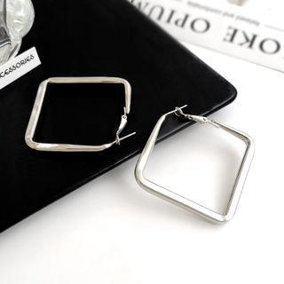 Square Hoop Earring 1 Pair - Silver - One Size