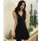 Sheer Ruffle Short-sleeve A-line Dress
