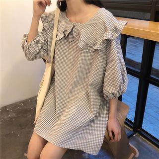 Ruffled Gingham Shift Dress