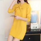 Long-sleeve Ribbon A-line Mini Dress
