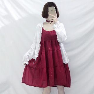 Spaghetti-strap Chiffon Dress / Chiffon Jacket