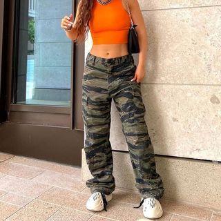 Camo Drawstring Straight-leg Pants
