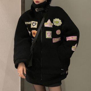 Graphic Patch Fleece Zip Jacket