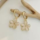 Flower Faux Cat Eye Stone Dangle Earring 1 Pair - Gold - One Size