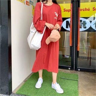 Letter-printed Boxy Long T-shirtdress
