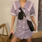Short-sleeve Double-breasted Shirtdress / Short-sleeve Sailor Collar Shirt