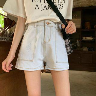 High-waist Pocket Denim Shorts