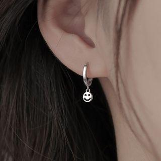 Sterling Silver Smiley Face Drop Earring 1 Pair - Silver - One Size