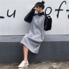 Puff-sleeve Contrast Trim Sweatshirt Dress