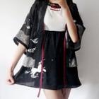 Short-sleeve A-line Minidress / Print Light Jacket
